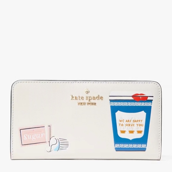 NWT Kate spade ♠️ Coffee Break Large Slim Bifold Wallet - Picture 1 of 6